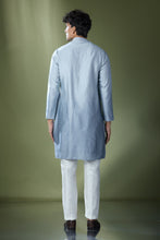 Load image into Gallery viewer, Powder Blue Ombre High-Neck Embroidered Kurta Set