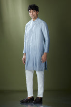 Load image into Gallery viewer, Powder Blue Ombre High-Neck Embroidered Kurta Set