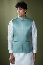 Load image into Gallery viewer, Teal Blue Quilted Kurta-Jacket Set