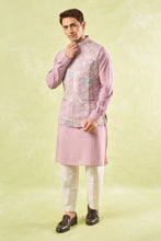 Load image into Gallery viewer, Mauve Embroidered Kurta-Bundi Set