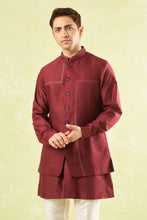 Load image into Gallery viewer, Maroon Running Stitch Kurta-Bundi Set