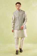 Load image into Gallery viewer, Beige Embroidered Kurta-Bundi Set