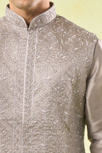 Load image into Gallery viewer, Grey Embroidered Kurta-Bundi Set