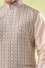 Load image into Gallery viewer, Peach Embroidered Kurta-Bundi Set