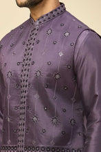Load image into Gallery viewer, Purple Embroidered Kurta-Jacket Set