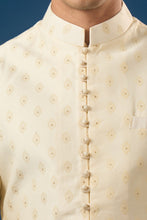 Load image into Gallery viewer, Cream Brocade Kurta-Bundi Set