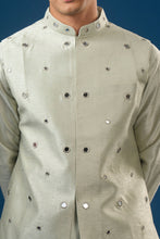 Load image into Gallery viewer, Sage Green Mirror Embroidered Kurta-Bundi Set
