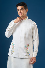 Load image into Gallery viewer, Off White Embroidered Kurta-Bundi Set