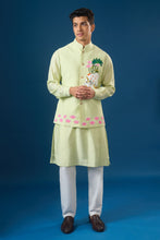 Load image into Gallery viewer, Pista Green Embroidered Kurta-Bundi Set