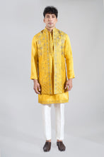 Load image into Gallery viewer, Yellow Embroidered Kurta-Jacket Set