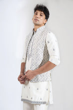 Load image into Gallery viewer, Off White Embroidered Kurta-Jacket Set