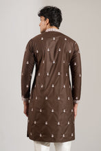 Load image into Gallery viewer, Brown Embroidered Kurta Set