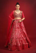 Load image into Gallery viewer, rani banarasi chanderi lehenga set with organza dupattat and blouse