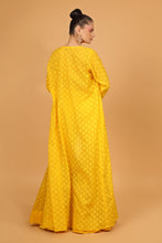 Load image into Gallery viewer, yellow self chanderi garara set with cape and blouse