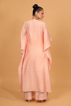 Load image into Gallery viewer, peach chanderi silk kaftan kurta set
