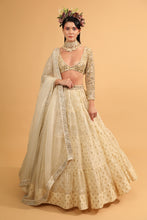 Load image into Gallery viewer, ivory banarasi organza lehenga with organza dupattat and blouse