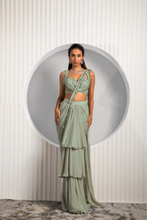 Load image into Gallery viewer, LIGHT OLIVE GREEN SAREE