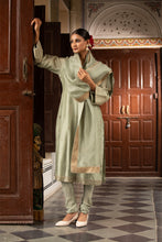 Load image into Gallery viewer, Green kurta set with churidar and dupatta