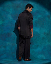Load image into Gallery viewer, BLACK SHAWL COLLAR KURTA SET