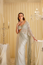 Load image into Gallery viewer, Arche off-white drape saree set