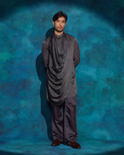Load image into Gallery viewer, Charcoal Gray hand embroidered contemporary jacket set