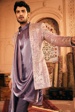 Load image into Gallery viewer, Grey Resham Embroidery Bandhgala with Anarkali Kurta