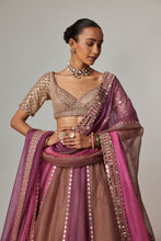 Load image into Gallery viewer, MUD MAUVE MULTICOLOR LEHENGA WITH ELBOW SLEEVE BLOUSE
