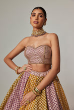 Load image into Gallery viewer, MUSTARD MULTICOLOR CORSET SKIRT WITH DUPATTA SET