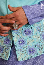 Load image into Gallery viewer, TURQ BUNDI JACKETLILAC KURTA IVORY CHURIDAR