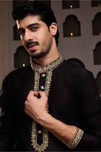 Load image into Gallery viewer, EMBROIDERD BLACK KURTA DHOTI
