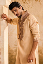 Load image into Gallery viewer, EMBROIDERED BIEGE PINTUCKED KURTA WITH CHURIDAR