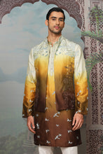 Load image into Gallery viewer, Sunset Golden Floral Embroidered Open Kurta Bundi Set