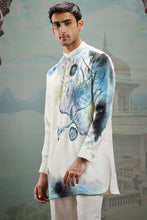 Load image into Gallery viewer, White Hand-Painted Silk Cutdana Kurta