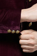 Load image into Gallery viewer, Wine Velvet Dragonfly Bandhgala Set