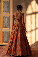 Load image into Gallery viewer, Rust Raw Silk Double Dupatta Lehenga Set