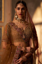 Load image into Gallery viewer, Olive Green Organza Double Dupatta Lehenga Set