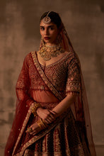 Load image into Gallery viewer, Maroon Raw Silk Double Dupatta Lehenga Set