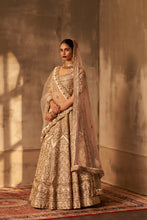 Load image into Gallery viewer, Ivory Raw Silk Double Dupatta Lehenga Set
