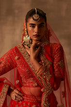 Load image into Gallery viewer, Red Raw Silk Double Dupatta Lehenga Set
