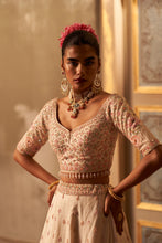 Load image into Gallery viewer, Ivory Raw Silk Double Dupatta Lehenga Set