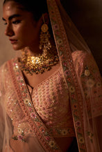 Load image into Gallery viewer, Peach Raw Silk Double Dupatta Lehenga Set