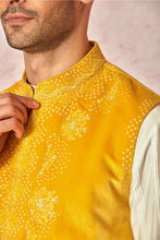 Load image into Gallery viewer, Mustard Velvet Bundi and Silk Kurta Set