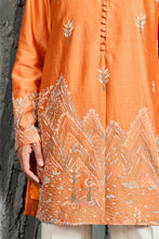 Load image into Gallery viewer, Orange Gulrang Ridge Kurta Set