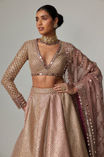 Load image into Gallery viewer, DEEP BEIGE MULTICOLOR SKIRT WITH V NECK FULL SLEEVE BLOUSE