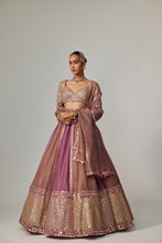 Load image into Gallery viewer, MUD MAUVE MULTICOLOR CHITA SEQUIN SCATTERED LEHENGA SET WITH V NECK FULL SLEEVES