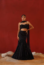 Load image into Gallery viewer, Black net lace lehenga choli set