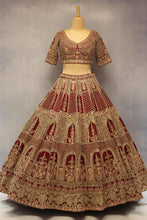 Load image into Gallery viewer, Red Raw Silk Double Dupatta Lehenga Set