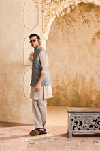 Load image into Gallery viewer, EMBROIDERED GREY MIRRORWORK BUNDI JACKET WITH KURTA PANT