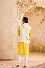 Load image into Gallery viewer, FLORAL BUNDI YELLOW KURTA CHURIDAR