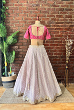 Load image into Gallery viewer, Mauve and Hot Pink gota work lehenga